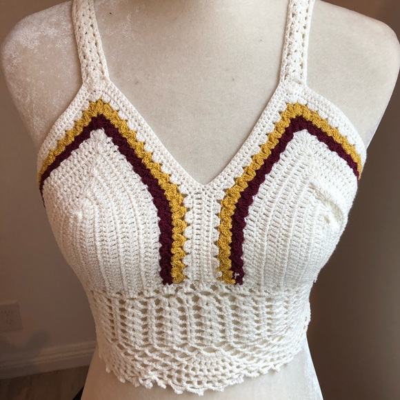 Elli white crop crochet top white sexy small $49 - Picture 2 of 6